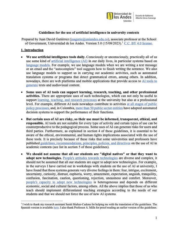 «Guidelines for the use of artificial intelligence in university ...